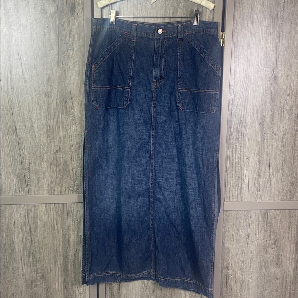 Vintage Lucky Brand Indigo Long Denim Skirt Women's 14